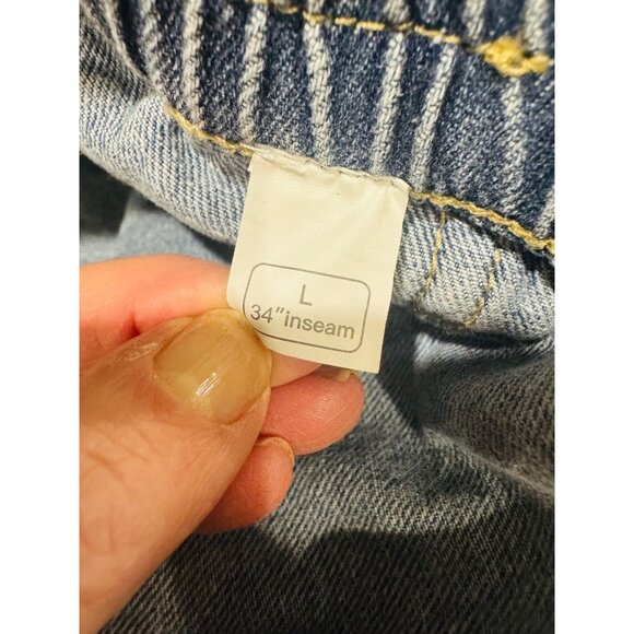 Tapata Wide Leg Blue Denim Cargo Jeans L 34" Inseam Elastic Waist Pockets Casual - Picture 3 of 10